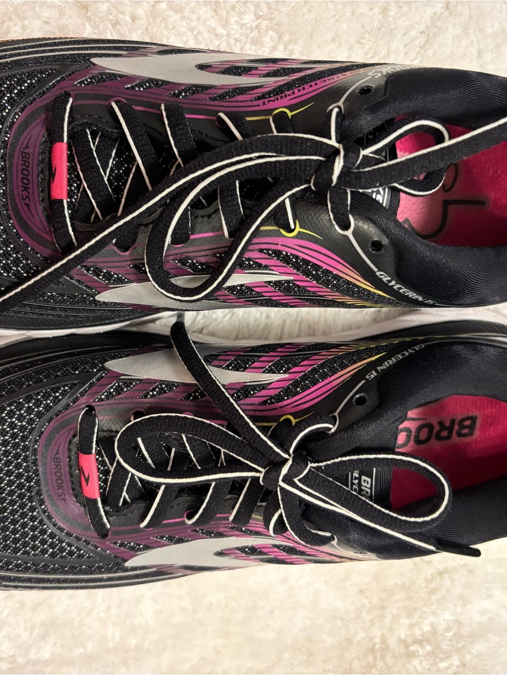 Brooks Women’s Black and Pink Lace-Up Running Shoes